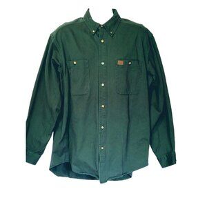 Wrangler RIGGS Workwear Shirt Mens XL Green Button Down Long Sleeve Heavy Cotton